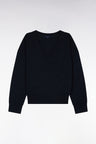 Pull-over à col V en coton marine coupe oversized