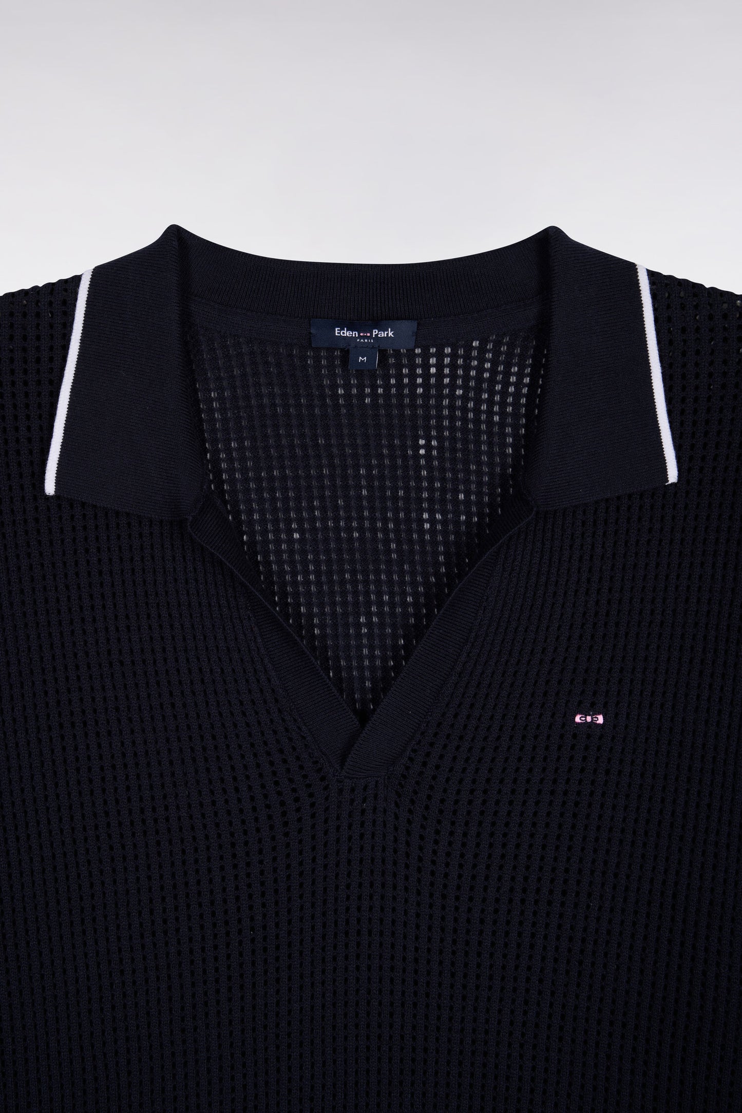 Pull col polo en coton marine