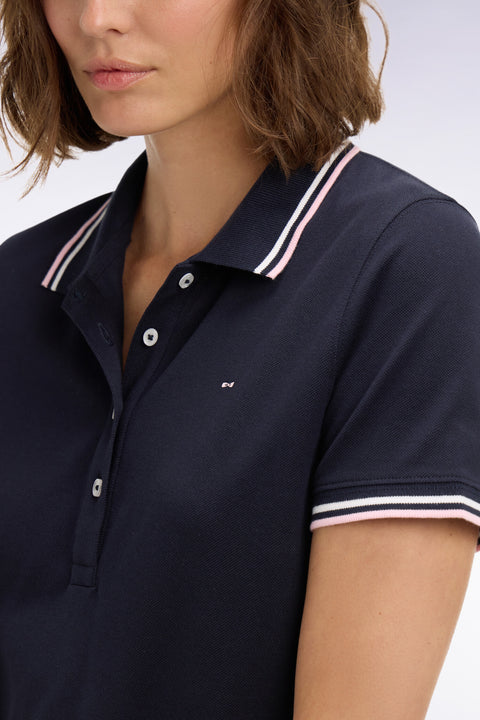 Robe polo en coton marine coupe droite - Image 3