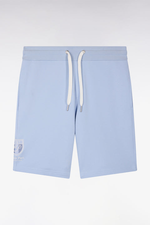 Short en molleton coton ciel à broderie blason - Image 2