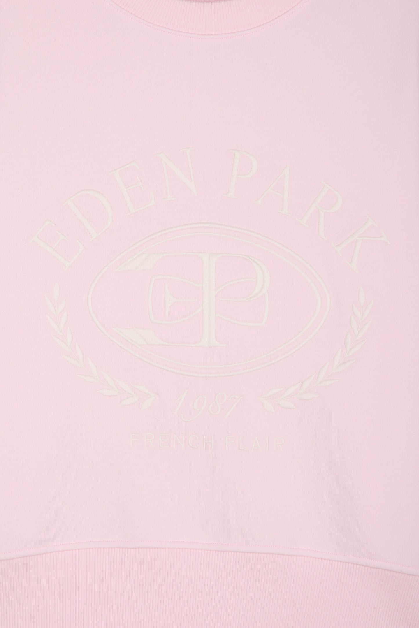 Sweatshirt en coton rose brodé coupe relaxed