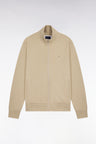 Sweatshirt zippé en molleton coton beige