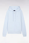 Sweatshirt zippé à capuche en molleton coton ciel