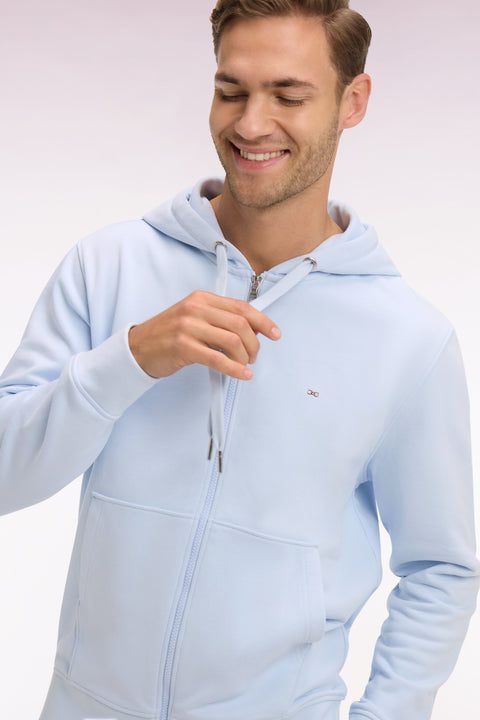 Sweatshirt zippé à capuche en molleton coton ciel - Image 1
