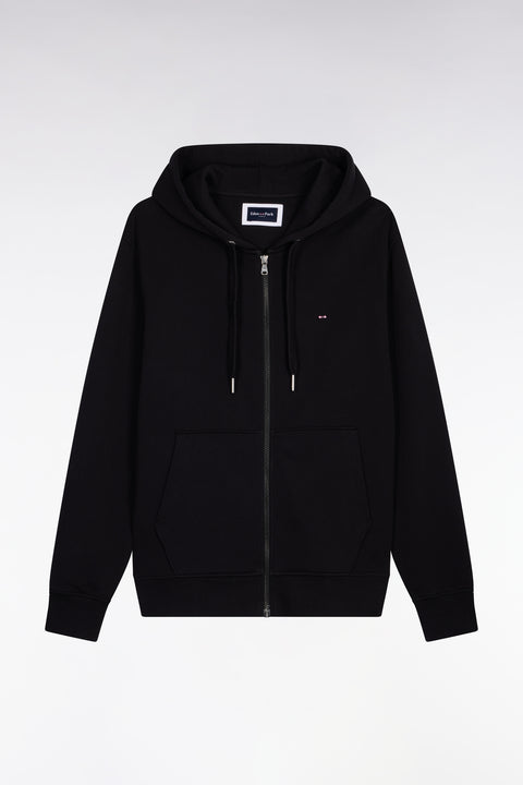 Sweatshirt zippé à capuche en molleton coton noir - Image 2