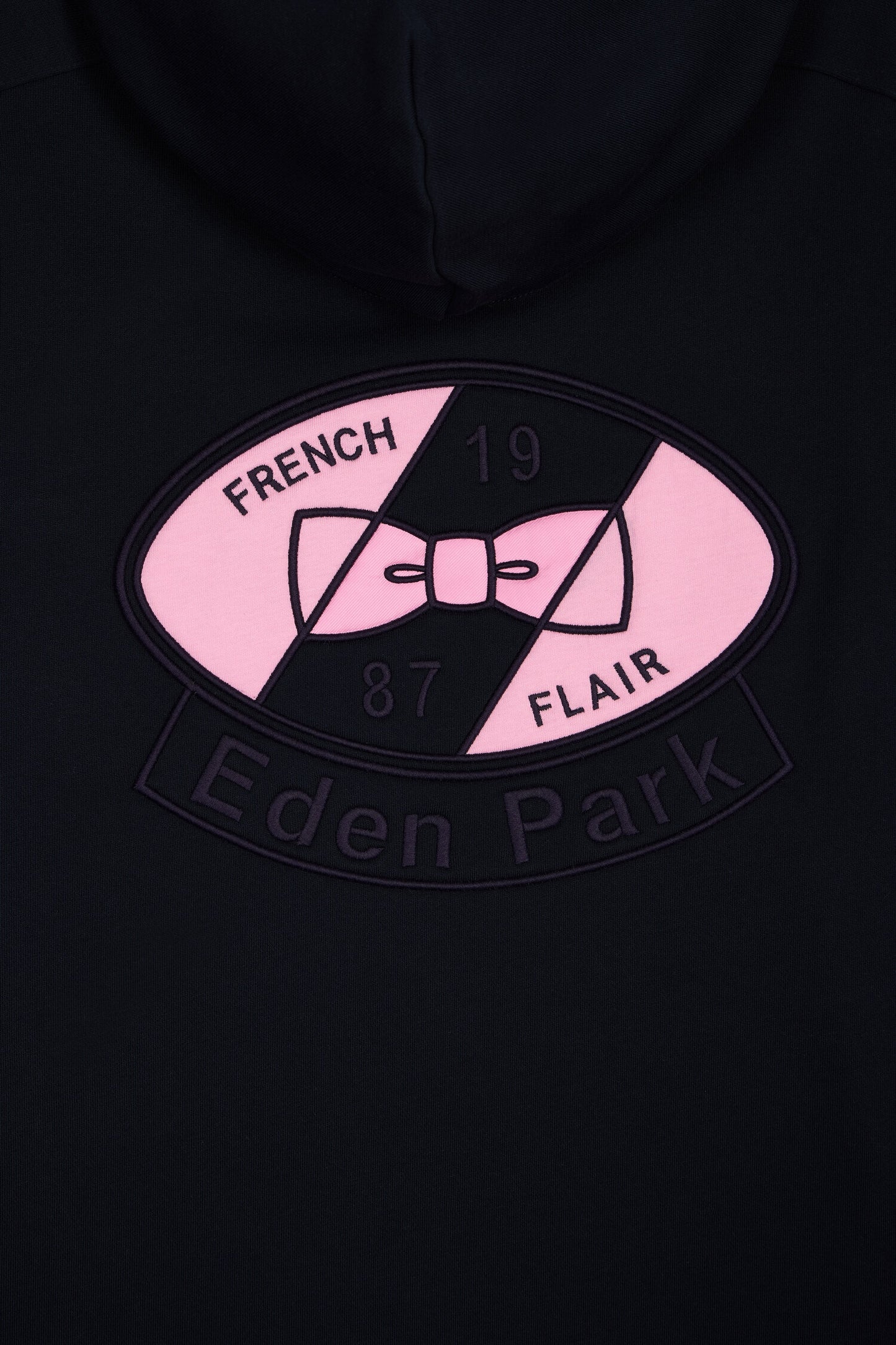 Sweatshirt à capuche en coton marine broderie dos