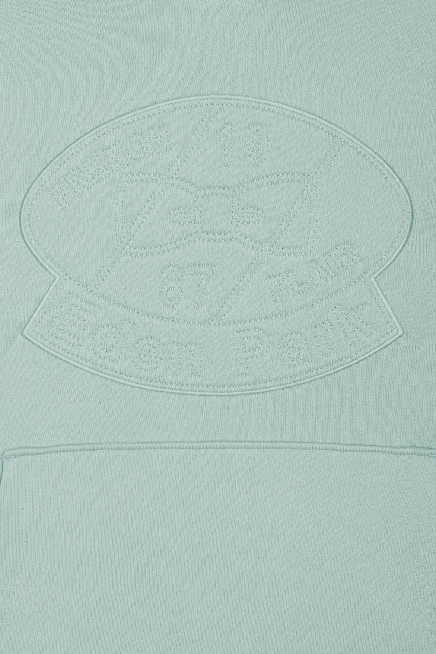 Sweatshirt à capuche en molleton coton vert d'eau brodé