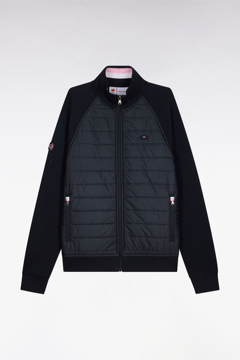 XV de France zipped sweatshirt in navy fleece with quilted facing, regular fit - Image 2