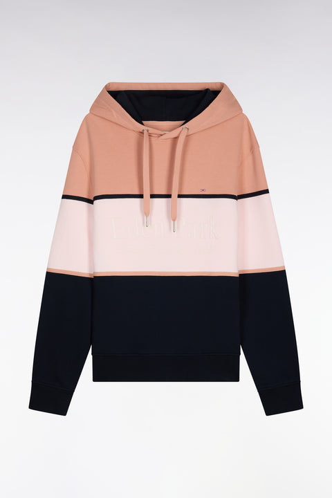 Regular fit pink hooded sweatshirt with embroidered pastel cutouts - Image 2