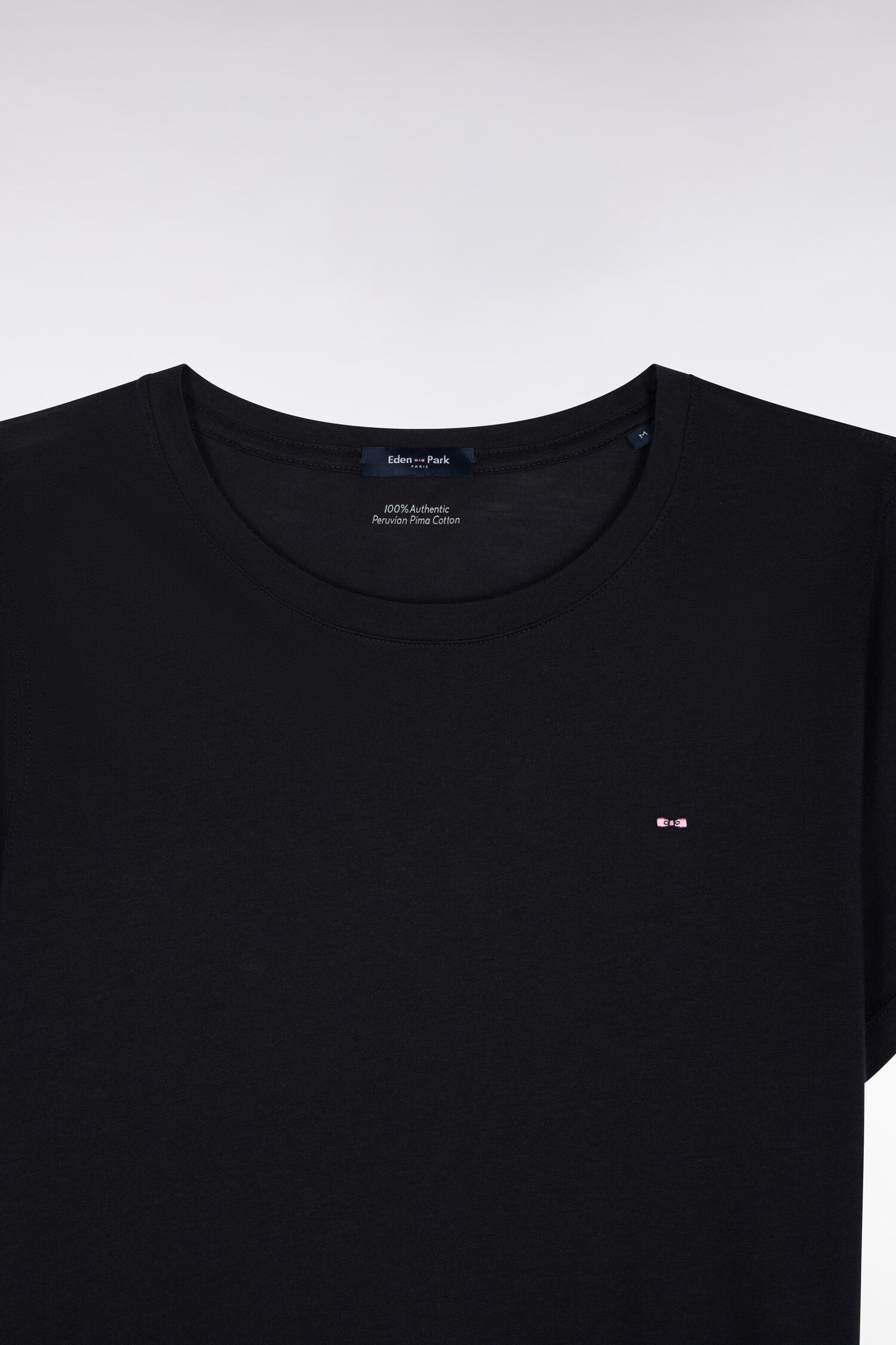 Short-sleeved T-shirt in navy Pima cotton, round neck, regular fit