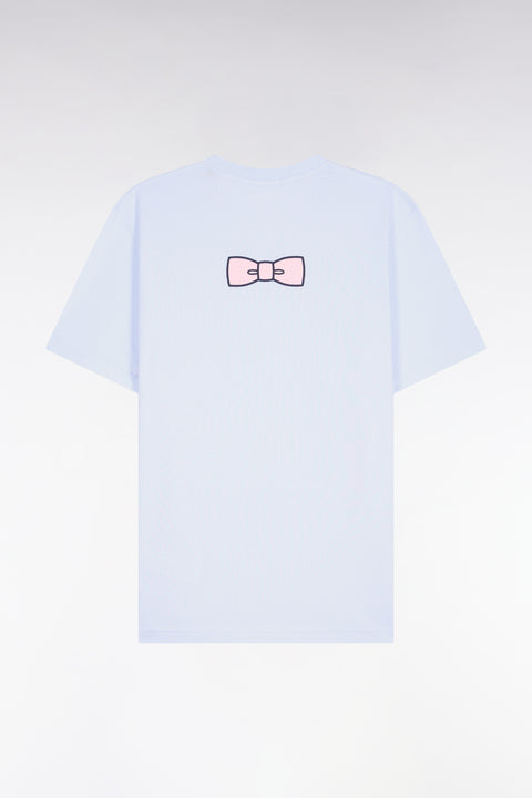 T-shirt à manches courtes en coton Pima bleu ciel brodé coupe regular - Image 2