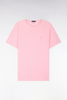 T-shirt à manches courtes en jersey de coton slub rose coupe regular