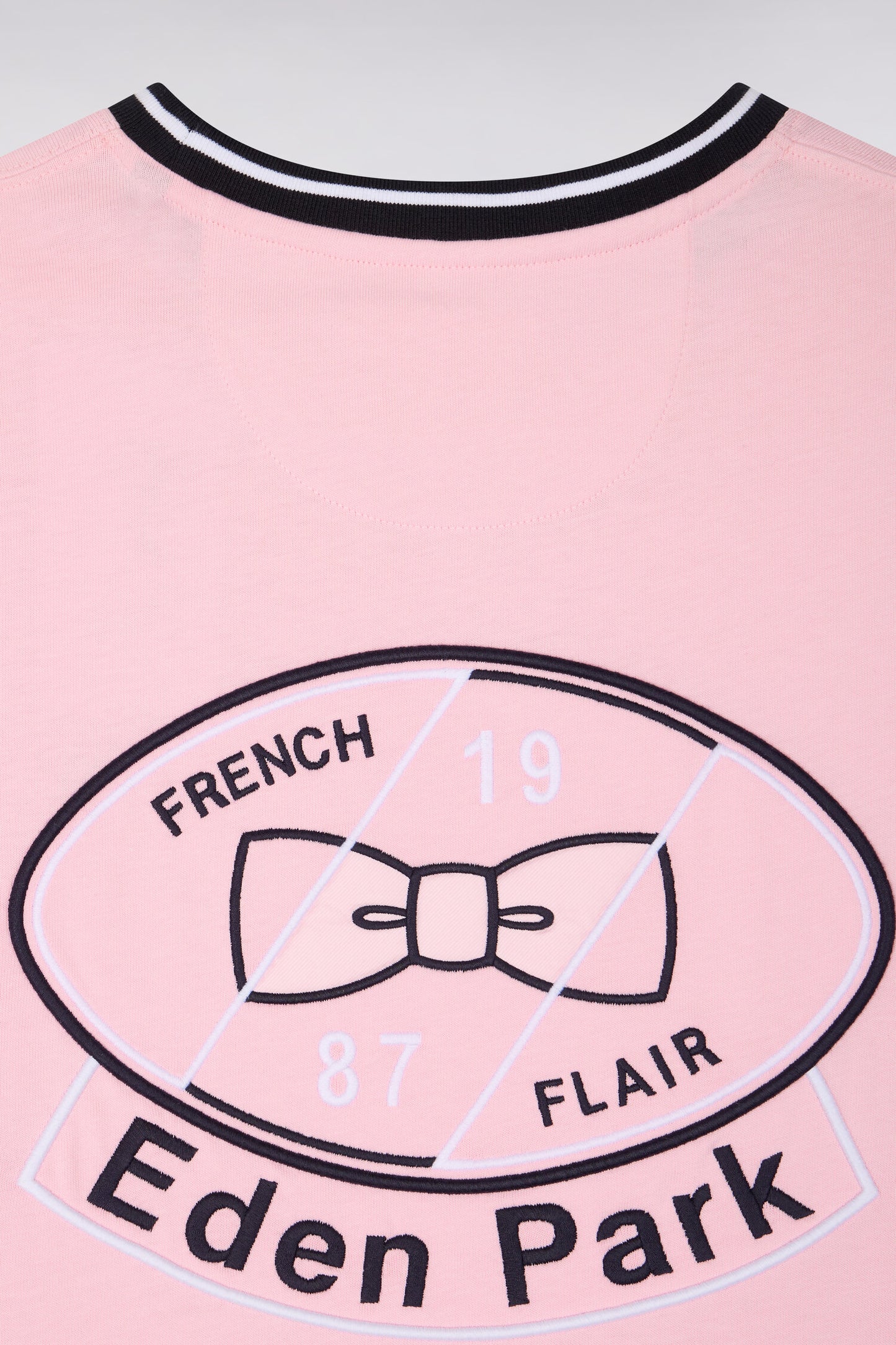 T-shirt à manches courtes en coton rose brodé coupe regular