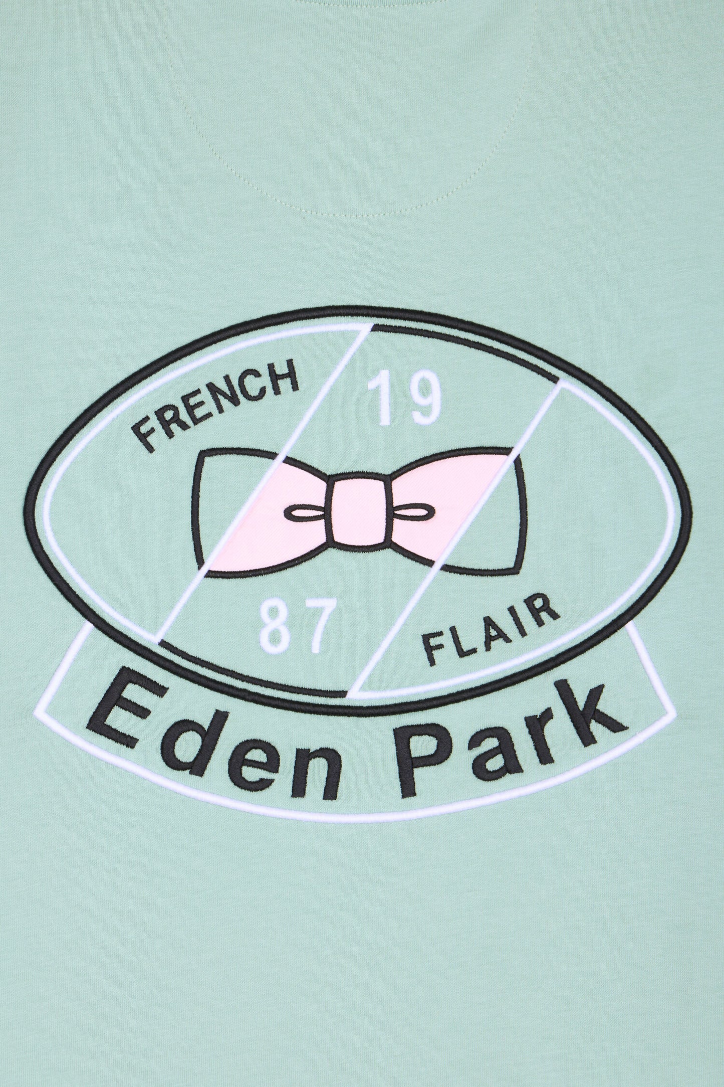 T-shirt à manches courtes en coton vert d'eau brodé coupe regular