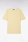 T-shirt à manches courtes en coton et lin jaune coupe regular