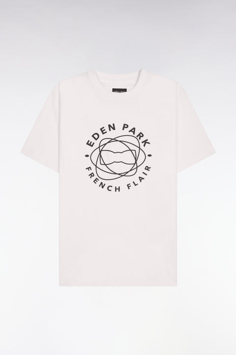 T-shirt à manches courtes en coton écru sérigraphié coupe regular - Image 2