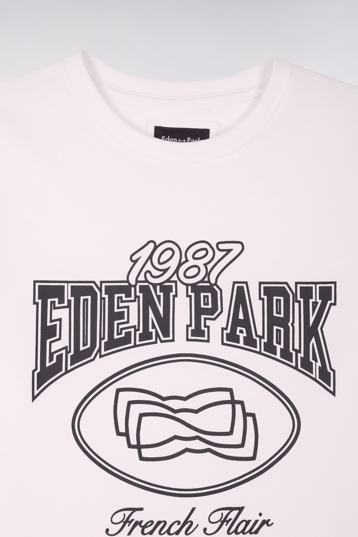 T-shirt à manches courtes en coton écru sérigraphie marine coupe regular