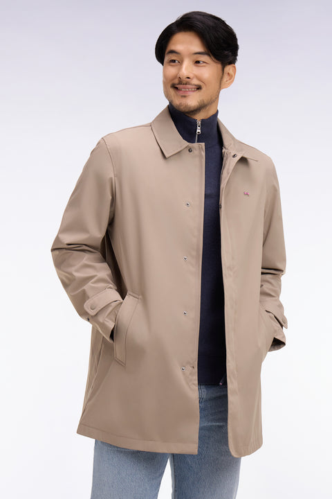 Imperméable court en nylon grège - Image 1