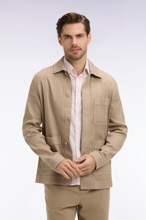 Surchemise en lin et coton beige - Image 3