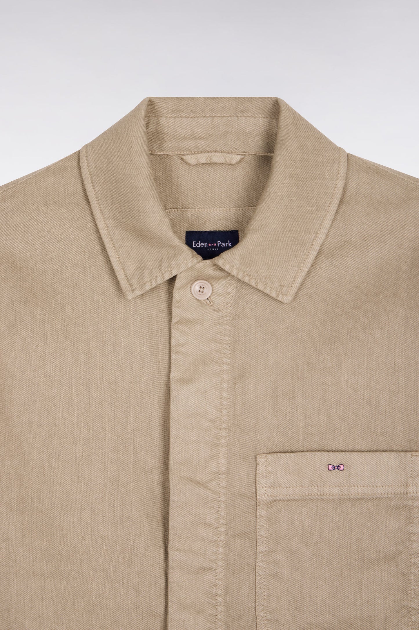 Beige linen and cotton overshirt