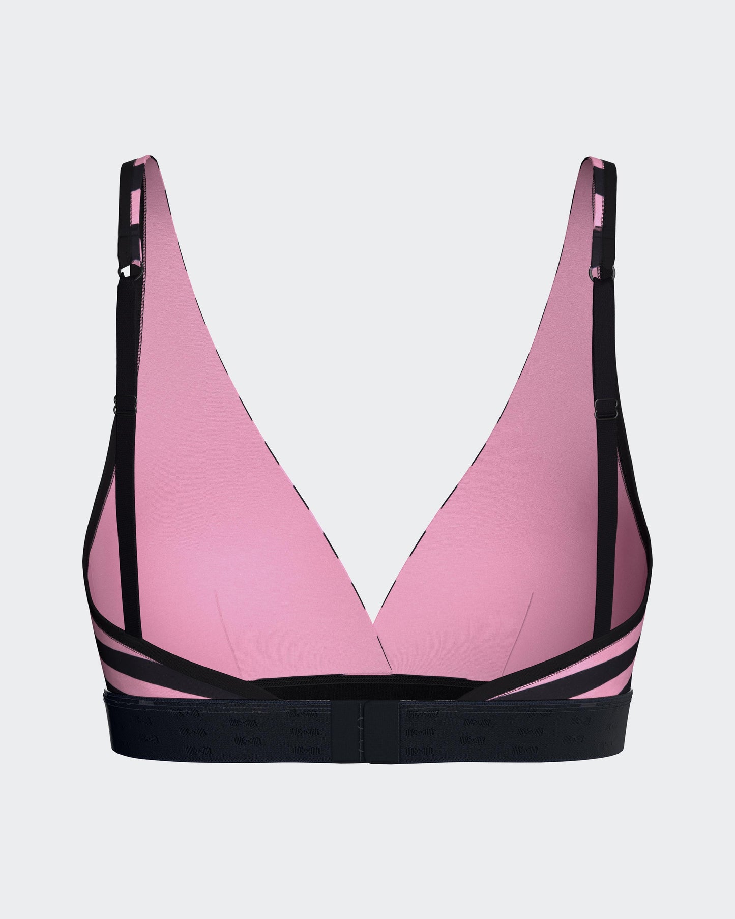 Navy and pink striped stretch cotton bra