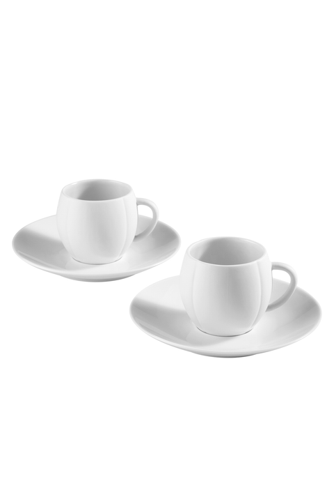 Set of 2 white Limoges porcelain cups and coasters - Image 2