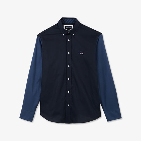 Chemise bleue colorblock avec broderies au dos - Image 2