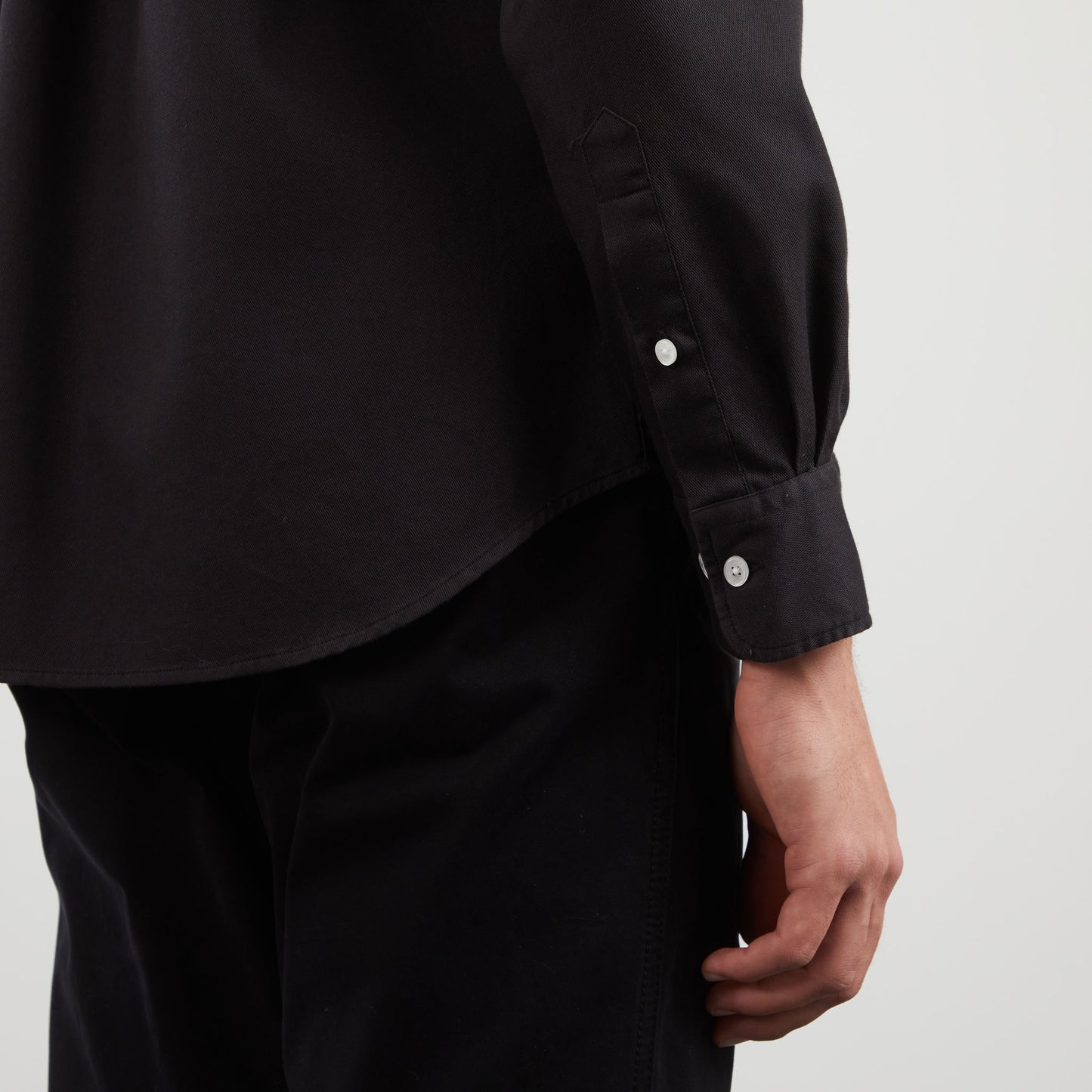 Chemise gris foncé unie en coton piqué