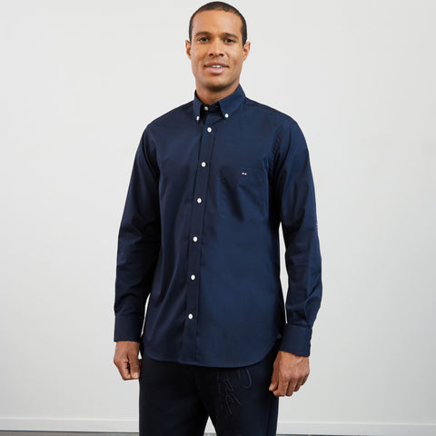 Chemise bleu marine avec détails fleuris - Image 3
