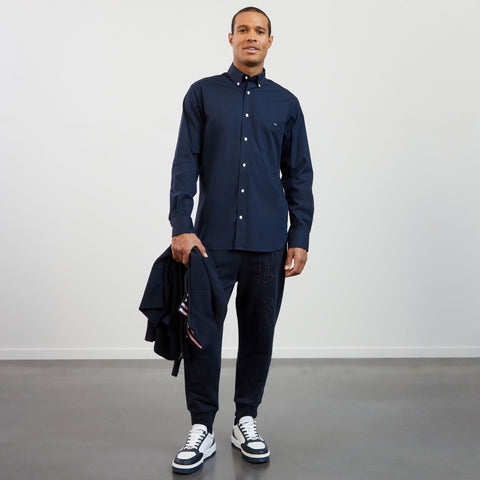 Chemise bleu marine avec détails fleuris - Image 1