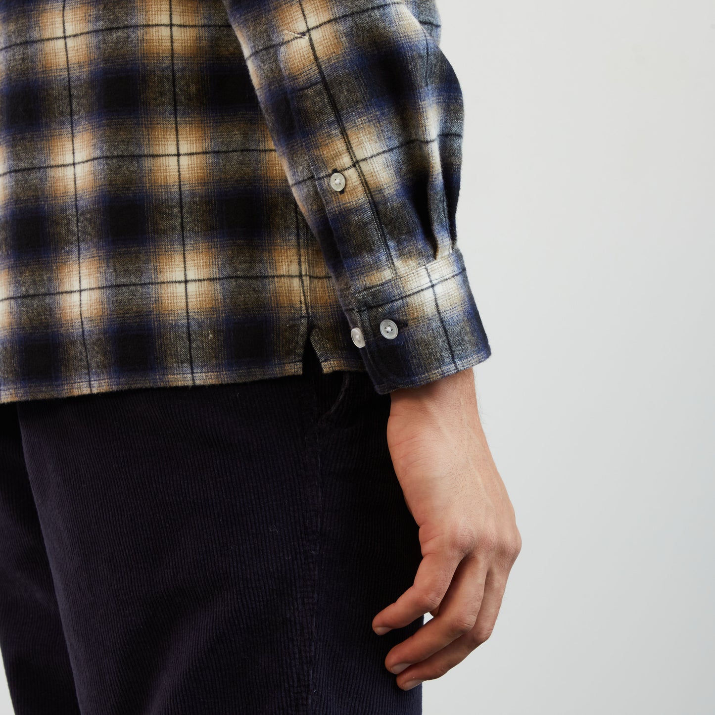 Dark blue chequered flannel shirt
