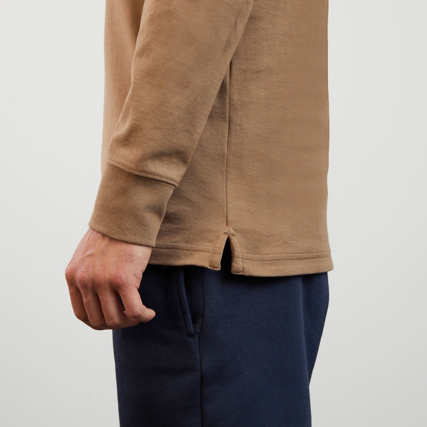 Dark beige long-sleeved rugby shirt