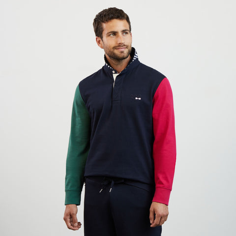 Maillot bleu marine colorblock manches longues - Image 3