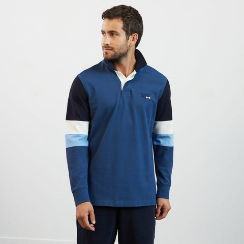 Polo bleu colorblock à broderies 2023 - Image 3