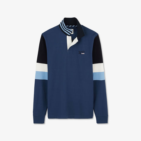 Polo bleu colorblock à broderies 2023 - Image 2