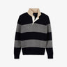 Pull gris rayé à col polo