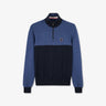 Blue zip-neck colourblock jumper