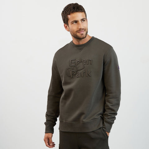 Khaki sweatshirt with embossed Eden Park embroidery - Image 3