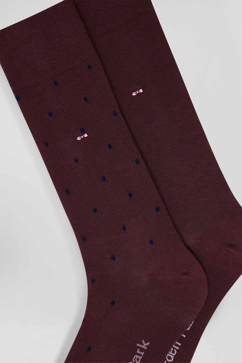 Set of 2 pairs of plain burgundy stretch cotton socks - Image 2