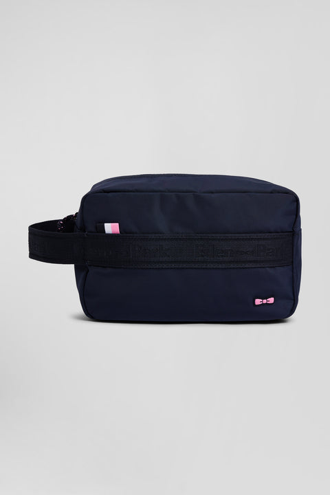 Navy blue jacquard Eden Park toiletry pouch - Image 1