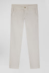 Pantalon chino uni en coton stretch beige coupe Slim