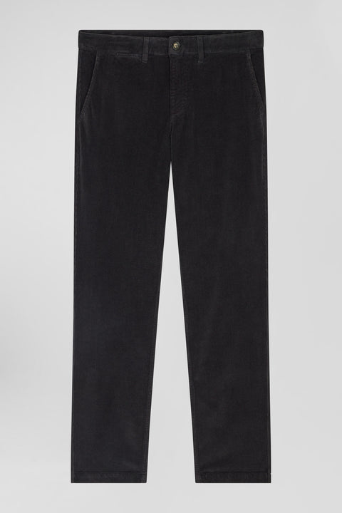 Regular khaki stretch cotton velvet chino trousers - Image 2