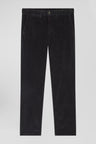 Pantalon chino en coton velours stretch kaki coupe Regular