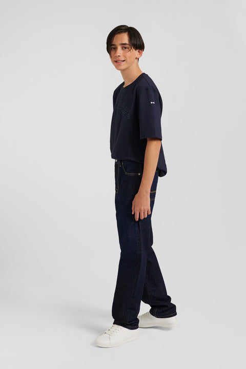 Oversize Navy blue cotton denim cargo jeans - Image 1