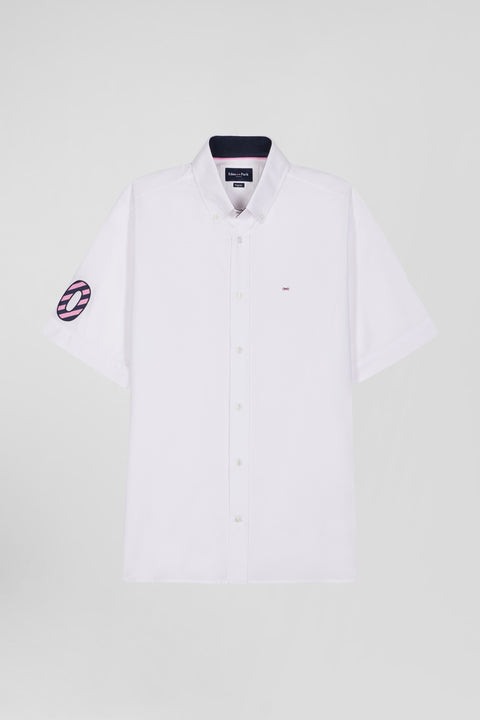 Chemise manches courtes en coton blanc coupe Regular - Image 2