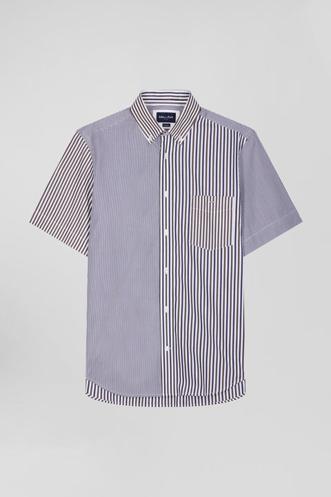 Regular brown cotton short-sleeved shirt - Image 2