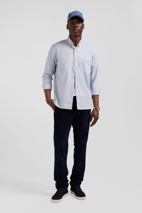Chemise en twill de coton unie ciel col à pointes boutonnées coupe Regular - Image 1