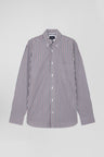 Burgundy striped cotton poplin shirt Regular fit