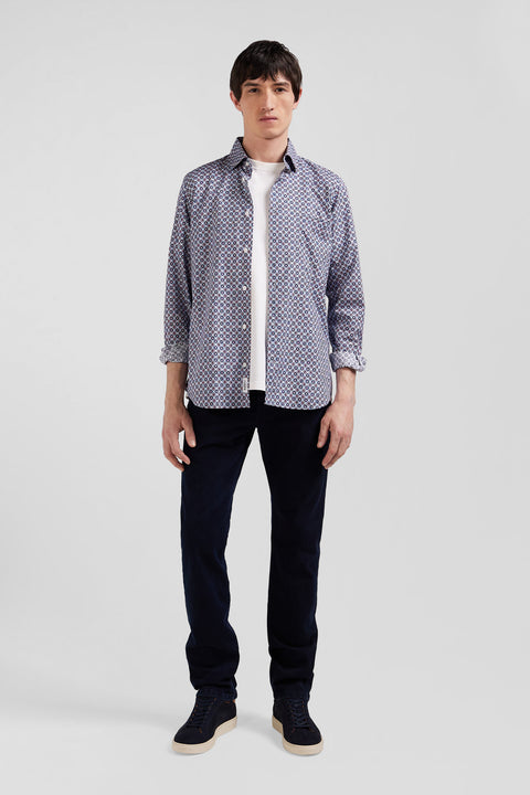Slim fit cotton shirt with sky micropatterns - Image 1