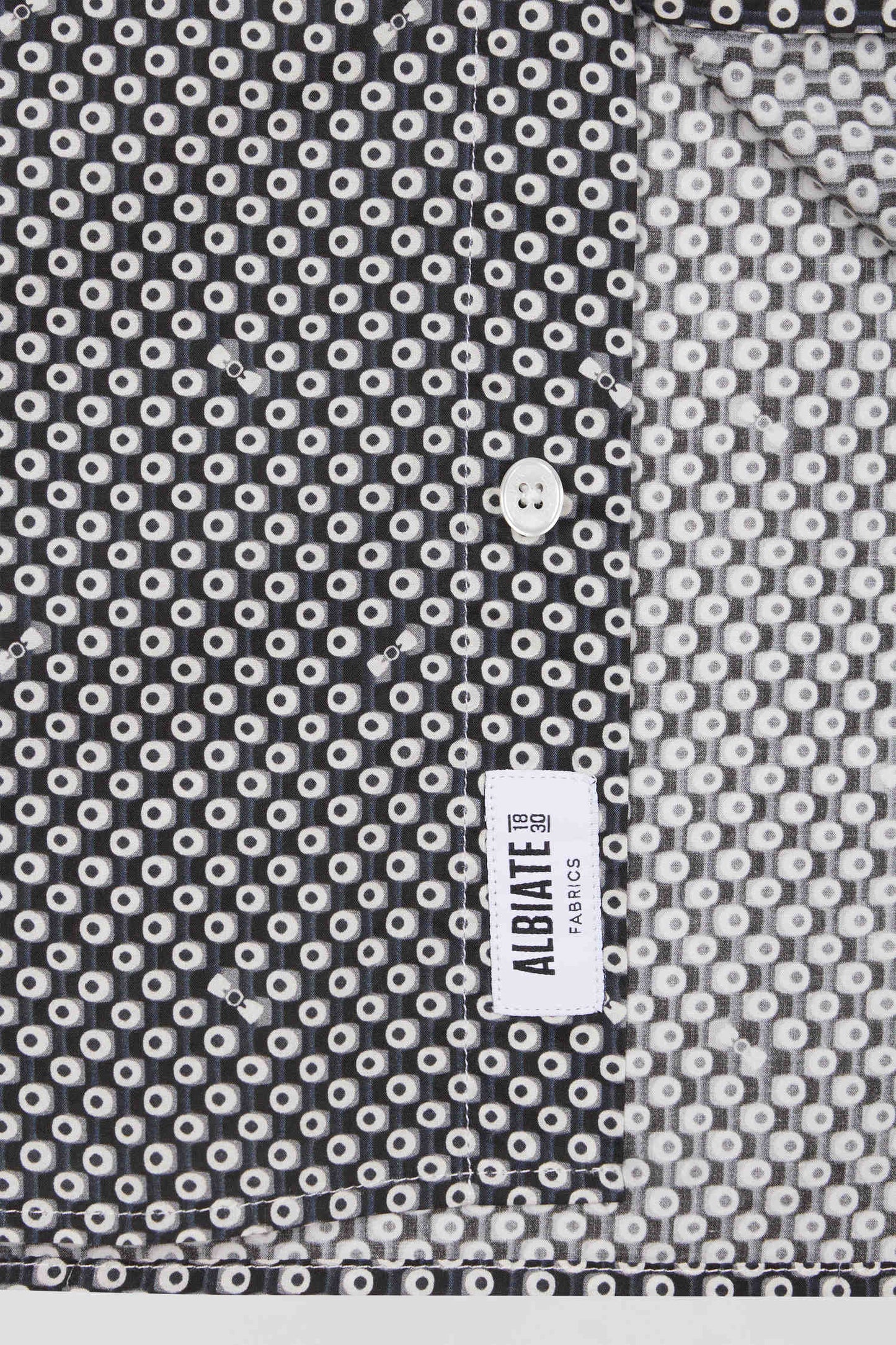 Slim fit grey cotton poplin shirt with graphic print